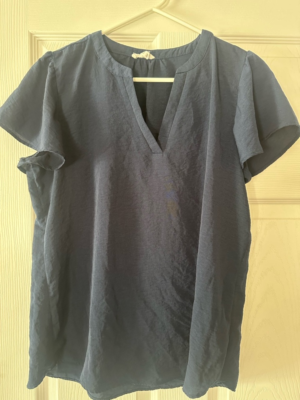 Maurices Navy Short-Sleeve Split V-Neck Tunic